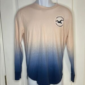 Hollister Men's Blue and Cream Ombre Shirt